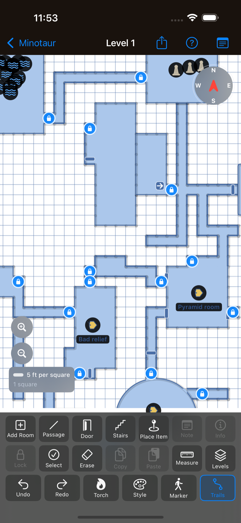 Classic blue map style, blue lines on white