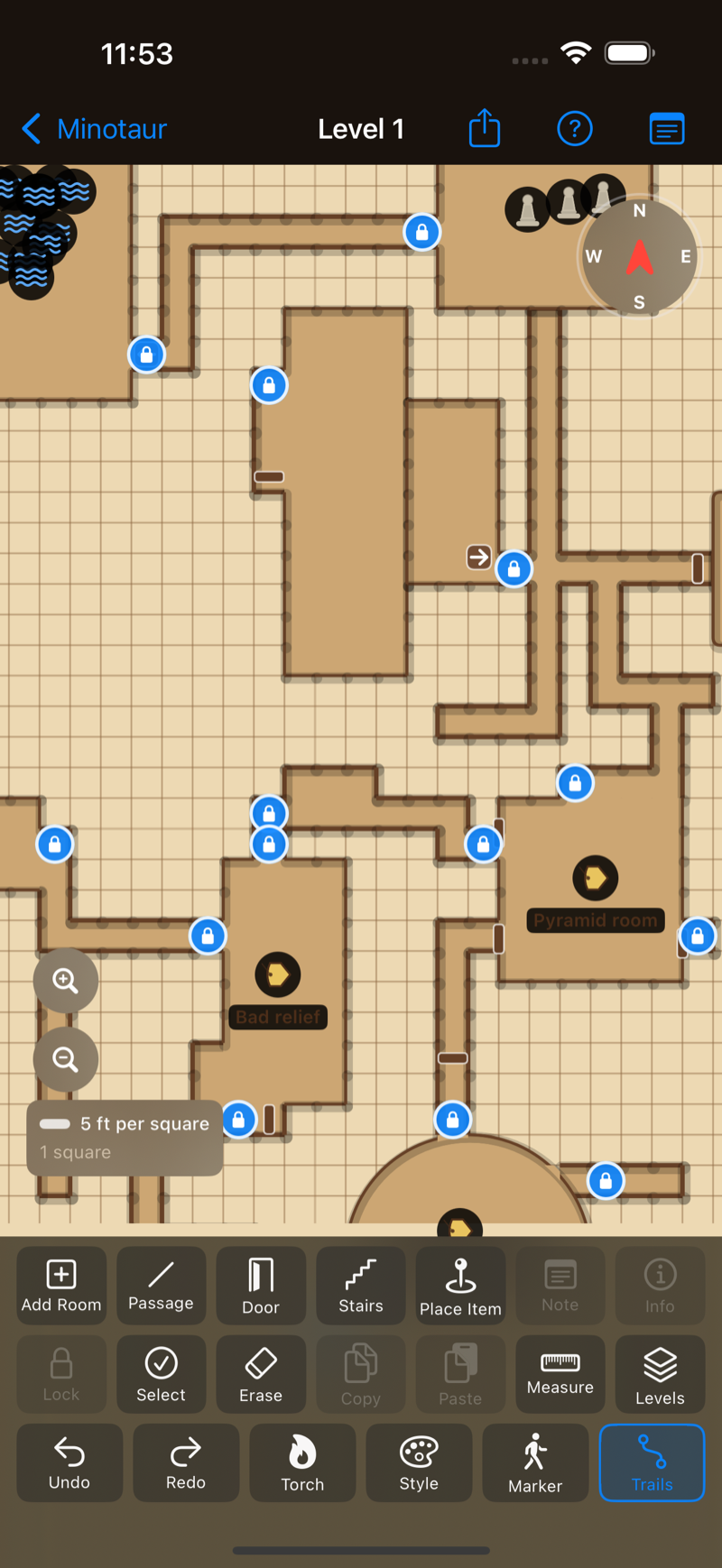 Parchment map style in warm sepia tones